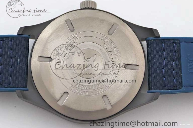 MIROTIME 0710 BestValue Mark XVIII IW328101 Black Ceramic M+F 1:1 Best Edition Blue Dial on Blue Nylon Strap A 7058